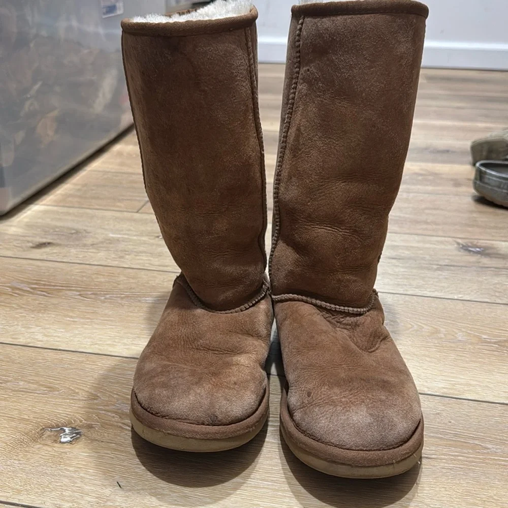 UGG Australia‎ Chestnut Sheepskin Tall Winter Comfort Boots Womens Sz W7